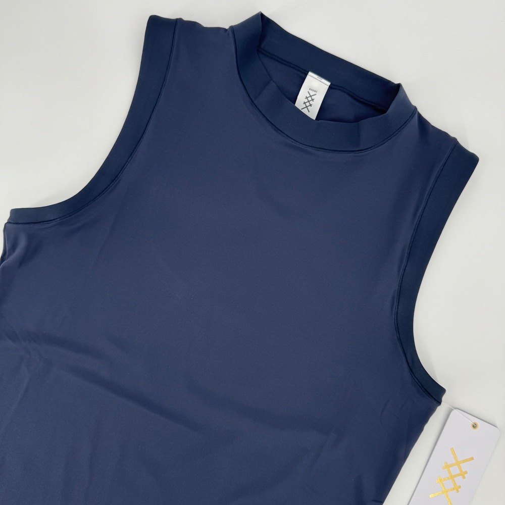 Rhone Ultimate Layer Tank Navy Blue Mock Neck Activewear Top Size Large NEW